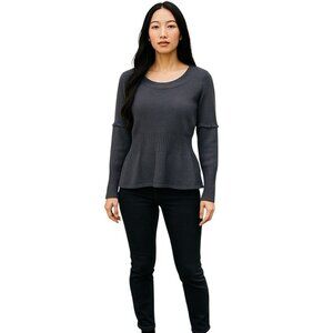 St. John Sports Sweater Black Women's Medium Convertible Sleeve Knit Round Neck